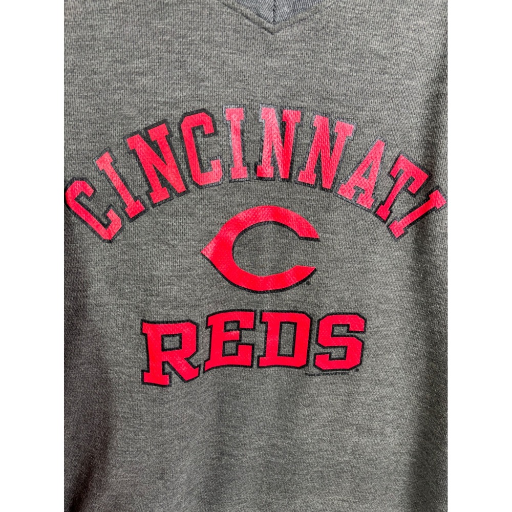 True Fan Cincinnati Reds MLB Long Sleeve Shirt Grey Red V-Neck Mens XXL 24349 - Picture 3 of 8